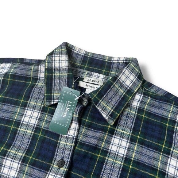 NWT L.L. Bean Scotch Plaid Shirt Women’s Reg S Relaxed Gordon Green Cotton $99 - Picture 6 of 10